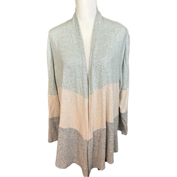 Market & Spruce Sweaters - Market & Spruce- Teal/Cream/Gray Long Cardigan Sweater- Size 2X